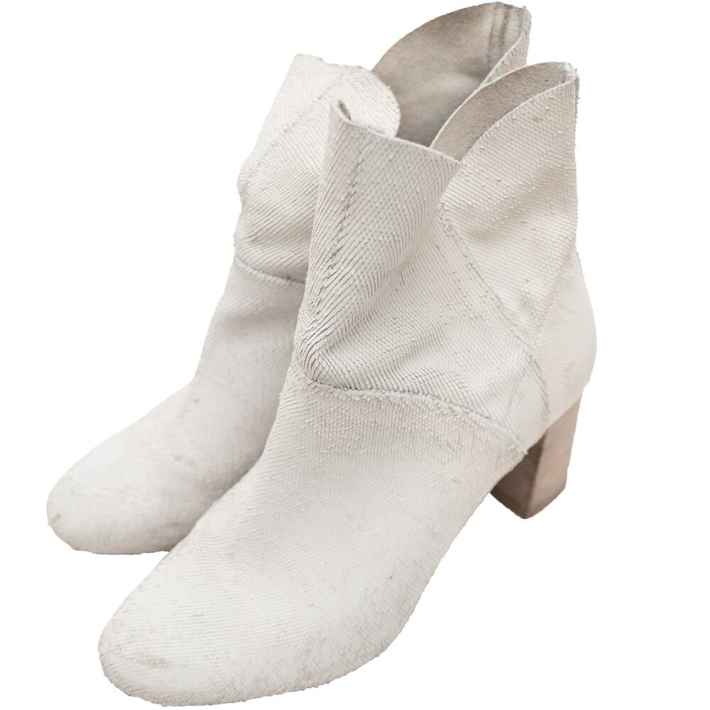 Seychelles Women's White Textured Block Heel Ankle Boots 8